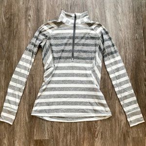 Lululemon Gray Striped Quarter Zip Pullover Sz 10